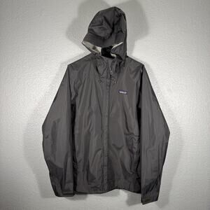 Patagonia H2No Jacket Mens Medium Black Zip Up Hooded Lightweight Outdoors Rain